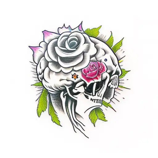 Flowers Growing From A Brain While Darkness Eats It From Underneath