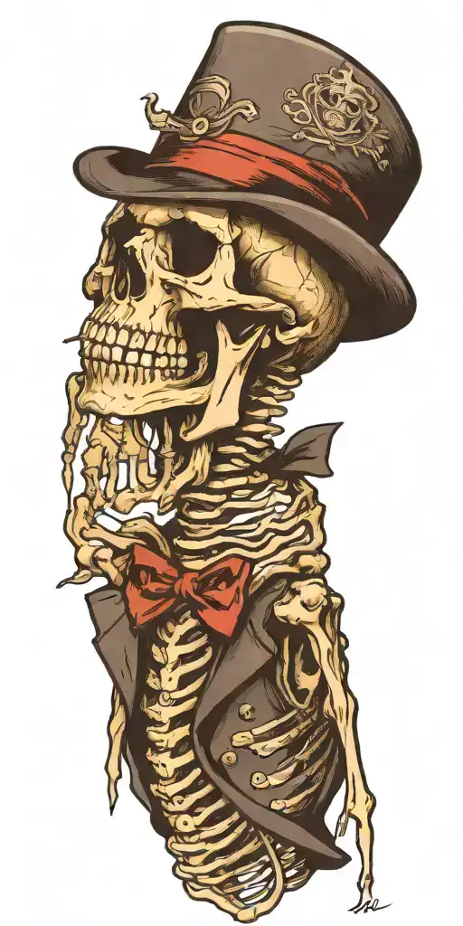 Skeleton With Vest And Fedora