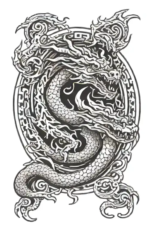 Western Dragon Emerging From Fiery Portal