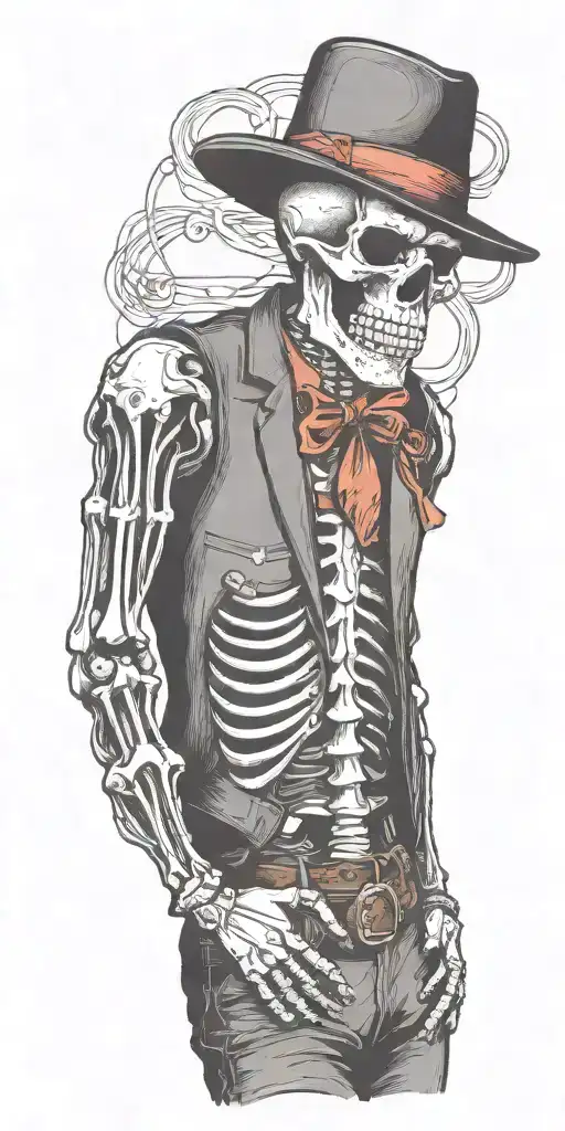 Skeleton With Vest And Fedora