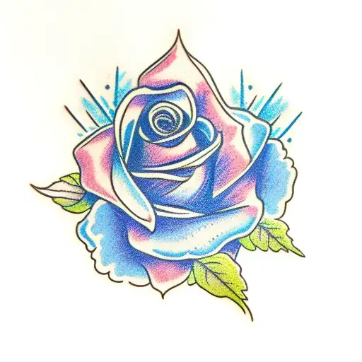 Blue Rose With Branch