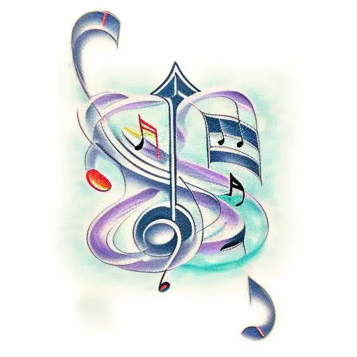 Music Notes Pertruding From A House