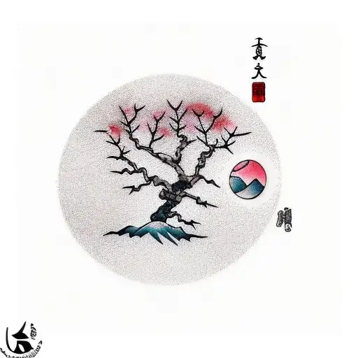 Japanese Bonzai Tree With Moon