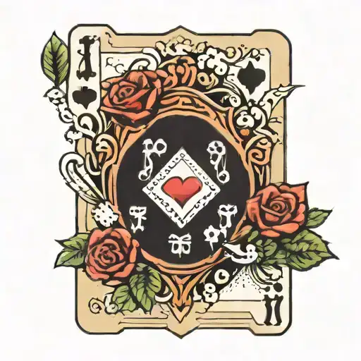 Roses And 3 Play Card Ace Of Hearts