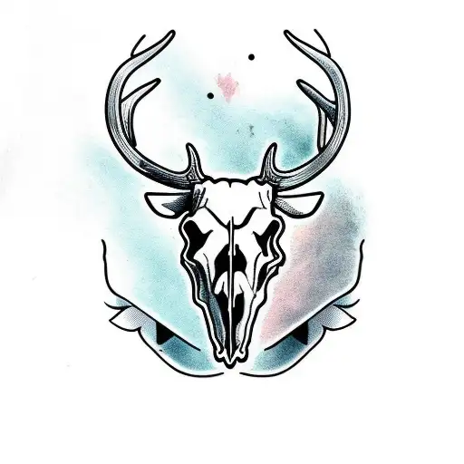 Bull Skull With Deer