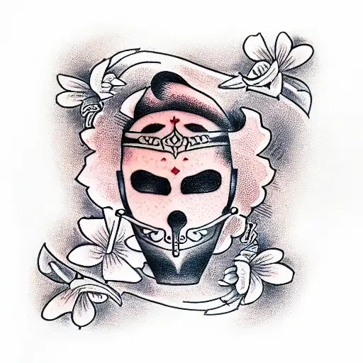 A Gangster With Flowers In A Mask