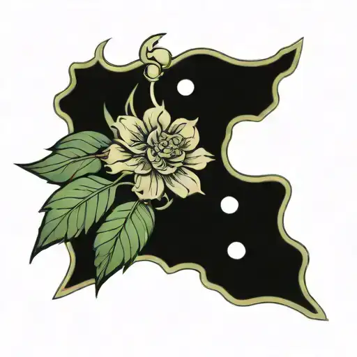 A Traditional Tattoo Of A Plant Morphing Into A Musical Staff With Puzzle Pieces As Leaves
