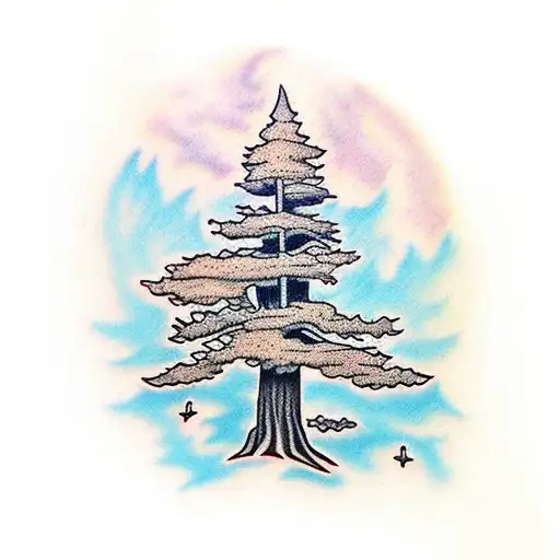 Cedar Redwood And Oak Tree