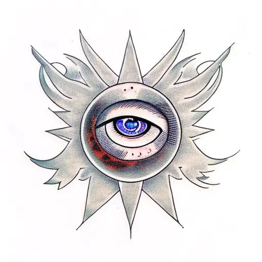 Eye Of Horus And A Crescent Moon