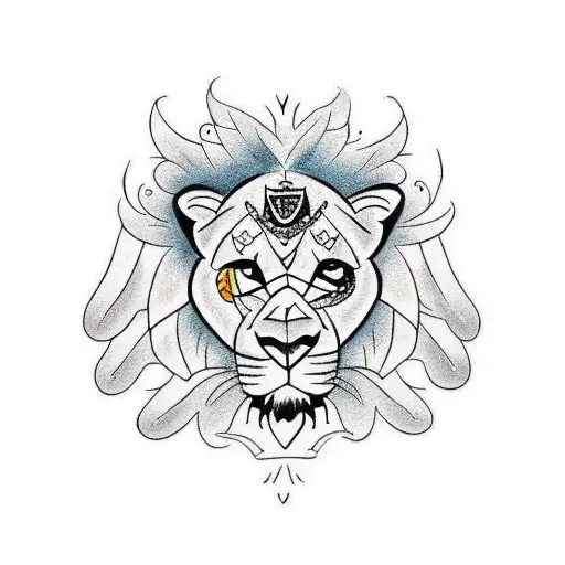 Cute Lion Doodle With Wings Korean