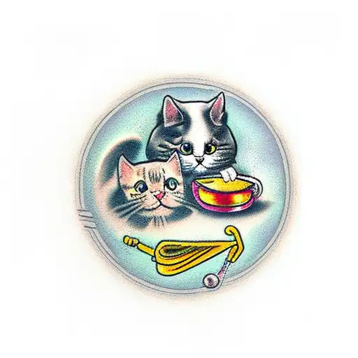 1 Kitty And 2 Cats In A Circle