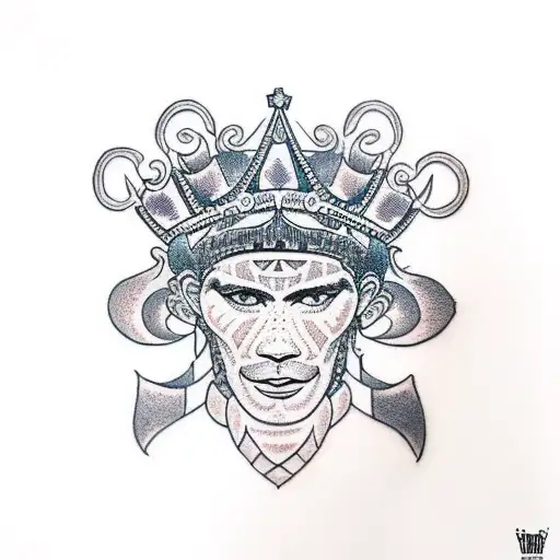 A Tribal-inspired Crown Made Of Intricate Dotwork