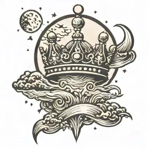 Moon Wearing A Crown Over An Island At Night