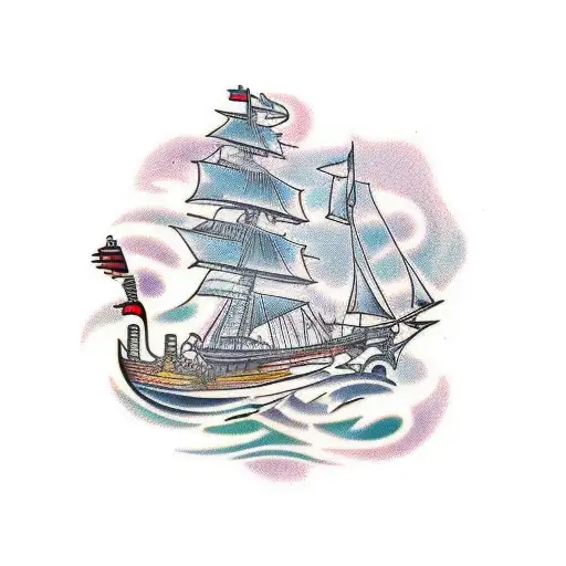 Sailing Ship With Mermaid On Front