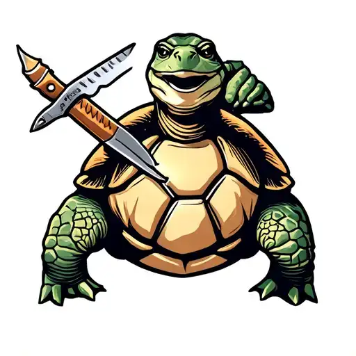 Navy Shellback Turtle With Muscles Holding A Scalpel