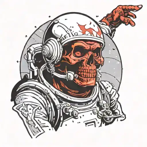Red Skull In A Space Helmet In Space Reaching With His Arm Out Towards Nothing