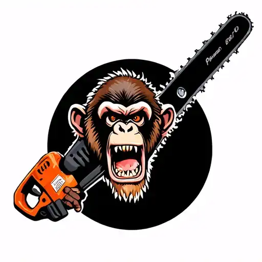 A Tattoo With An Angry Monkey Hitting A Chainsaw Man