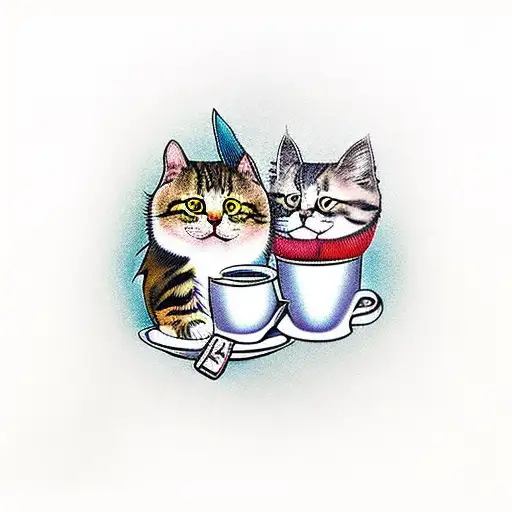 A Cat And A Cockatiel Sitting Together On A Coffee Cup