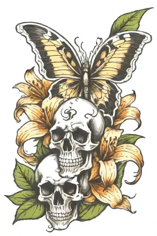Lillies With Skull With Writing Beautiful But Deadly