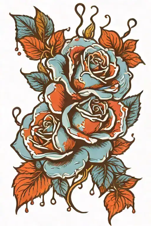 A Blue Rose Dripping Blood