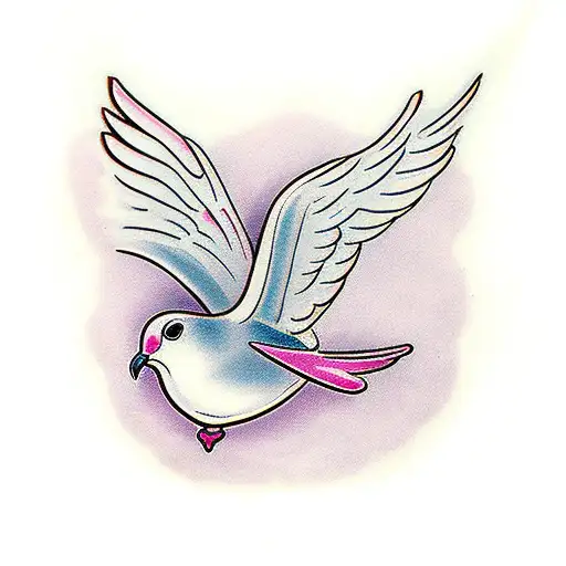 Fling Dove With A Pink Neck Bow On It