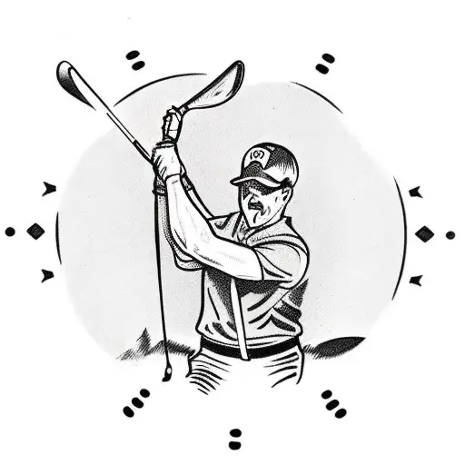 Golfer Swinging A Club With Viking Runes In The Background