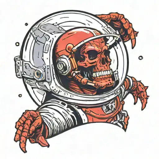 Red Skull In A Space Helmet Floating In Space Reaching With His Arm Out Towards Nothing