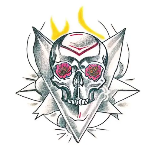 Skull And Bones With Fox And Crow Along With Smoke And Hibiscus Flower