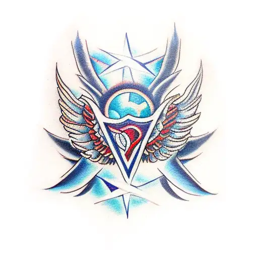 Two Expanded Wings With A Five Pointed Star