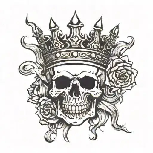 Skull With A Crown Between Smoke Forming The Shape