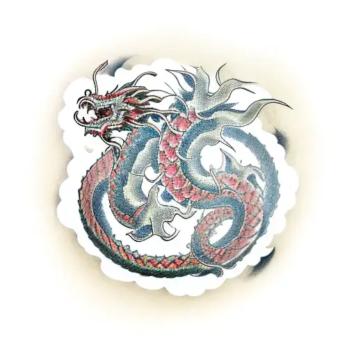 Japanese Dragon Surrounded By British Pound Bills