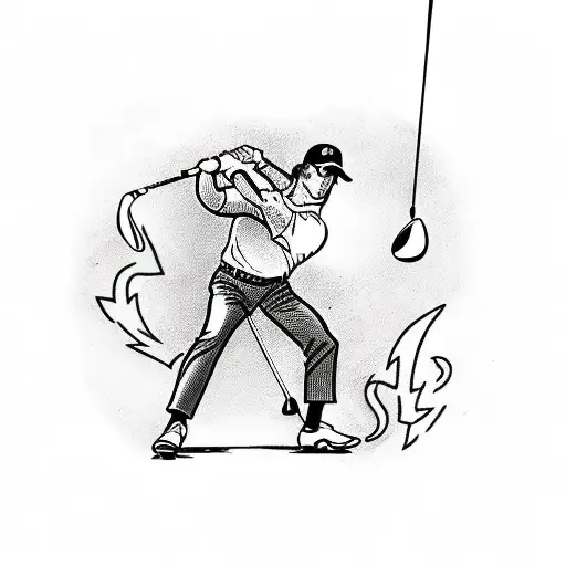 Golfer Swinging A Club With Viking Runes In The Background