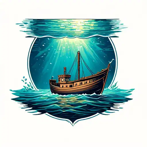 The Boat Leaving Under The Water Under Water