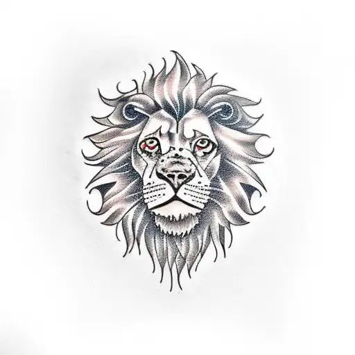 Negative Space Lion With Flaming Mane