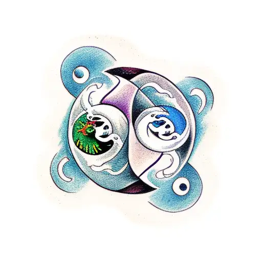 Ying Yang With Earth And Nature Elements