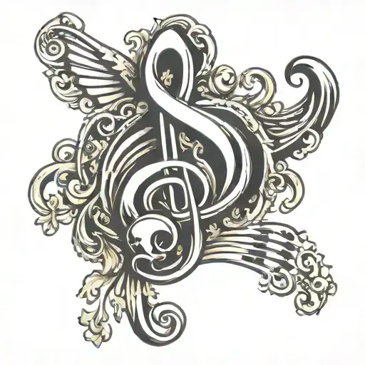 Music Note Surrounded By Skulls