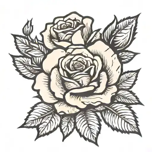 American Traditional Rose Black Ink