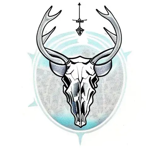 Bull Skull With Deer