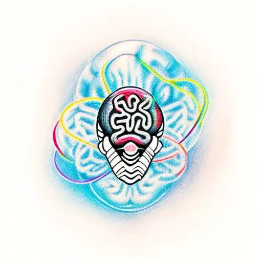 A Captivating Tattoo Of A Brain With Dopamine And Serotonin Molecules Forming The Infinity Symbol