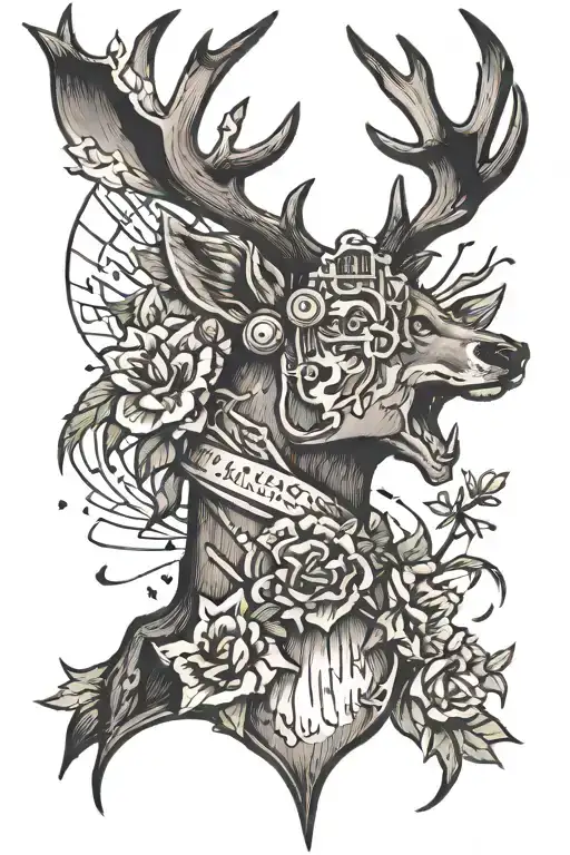 Tatto To Signify Mtorocycle Accident With Deer And Shattered Hand