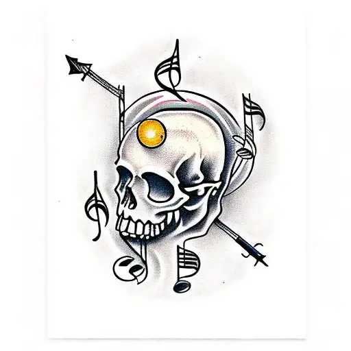 Music Notes Coming Out Of Skull