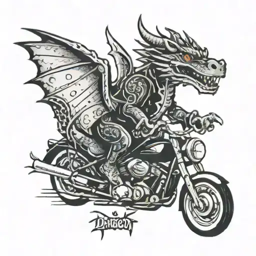 Dragon Komodo Of Black Jacket Riding Harley Motorcycle