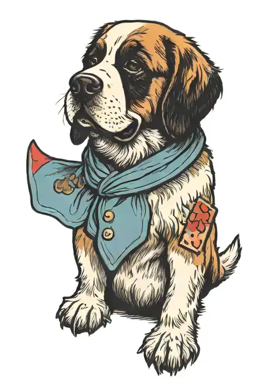 Saint Bernard Stuffed Animal With Band Aid On Tail