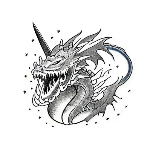 Dragon Breathing Fire That Turns Into A Sword