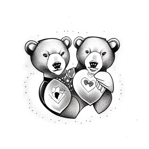 Two Bears Holding A Baby Bear In The Shape Of A Heart