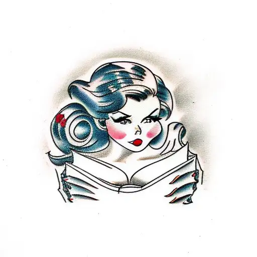 Pin Up Girl Reading A Book