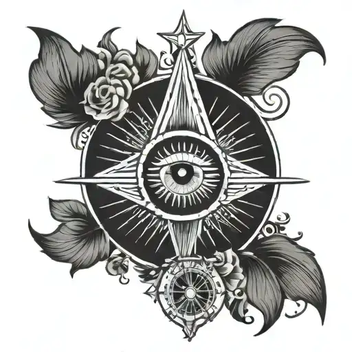 Black Heart With Third Eye And Compass