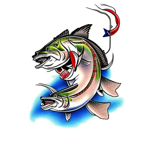 Cowboy Riding A Bull Trout Like A Bull Rider