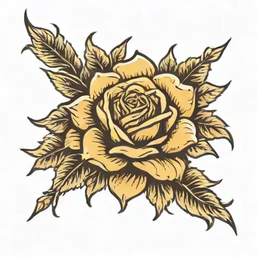 Sun And Single Rose Intertwined