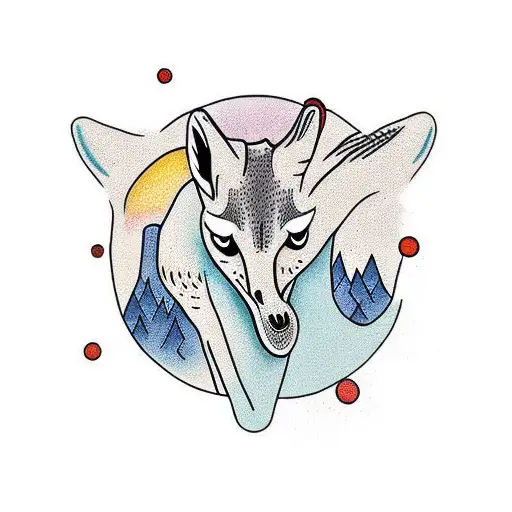 Giraffe Wolf Penguin Fox And Horse Walking Into The Sunset